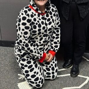 Dalmation Hooded Fleece Zippered Onesie